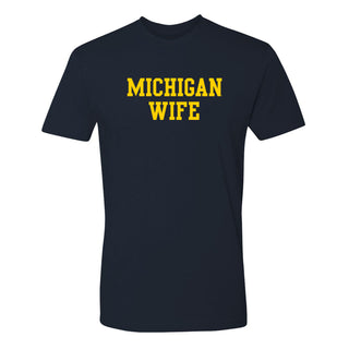 Michigan Basic Block Wife NLA T-Shirt - Midnight Navy