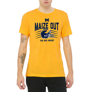 Michigan Wolverines Maize Out Helmet Scratch Triblend T-Shirt - Yellow Gold