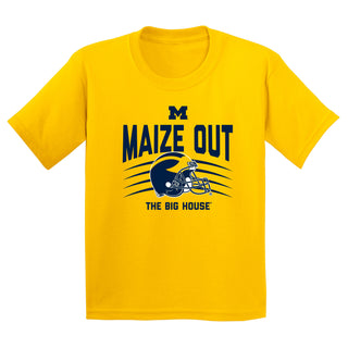 Michigan Wolverines Maize Out Helmet Scratch Youth T-Shirt - Daisy