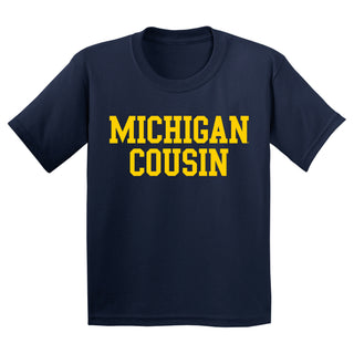 Michigan Basic Block Cousin Youth T-Shirt - Navy