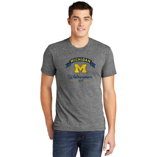 Michigan Ribbon Arc AmApp Triblend T-Shirt - Athletic Grey