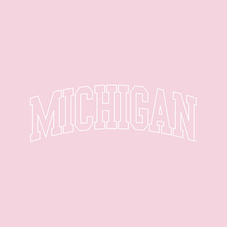 Michigan Tonal Arch with Wrist Print Crewneck - Light Pink