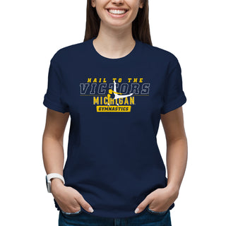 Michigan Men's Gymnastics Fight Song Silhouette T-Shirt - Navy