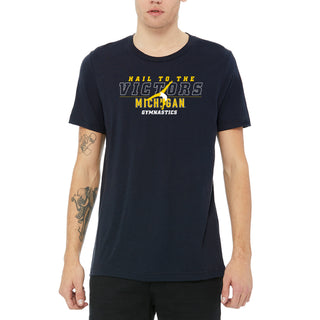 Michigan Women's Gymnastics Fight Song Silhouette Canvas Triblend T-Shirt - Solid Navy Triblend