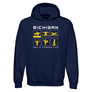 Michigan Men's Gymnastics Action Squares Hoodie - Navy