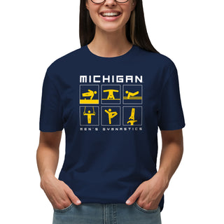 Michigan Men's Gymnastics Action Squares T-Shirt - Navy