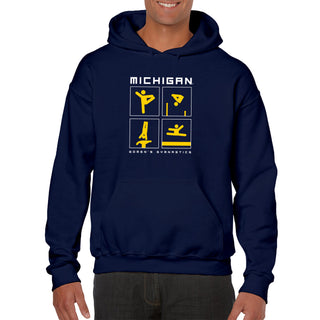 Michigan Women's Gymnastics Action Squares Hoodie - Navy