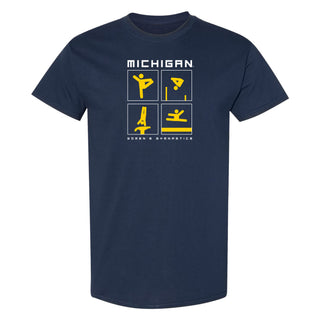 Michigan Women's Gymnastics Action Squares T-Shirt - Navy