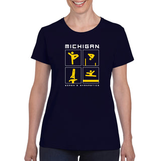 Michigan Women's Gymnastics Action Squares Women's T-Shirt - Navy