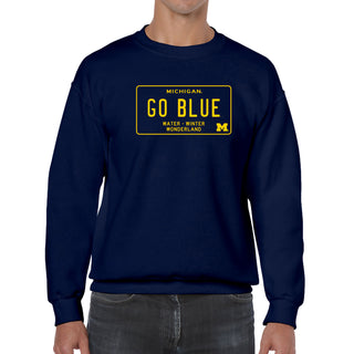 Michigan License Plate Crewneck Sweatshirt - Navy