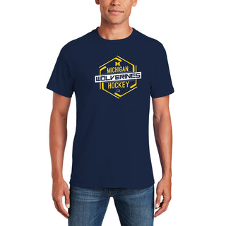Michigan Wolverines Hockey Hex T-Shirt - Navy