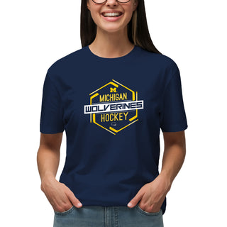 Michigan Wolverines Hockey Hex T-Shirt - Navy