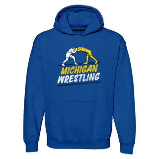 Michigan Wrestling Sketch Hoodie - Royal