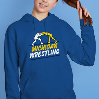 Michigan Wrestling Sketch Hoodie - Royal