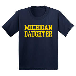 Michigan Basic Block Daughter Youth T-Shirt - Navy