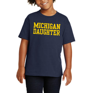Michigan Basic Block Daughter Youth T-Shirt - Navy
