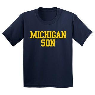 Michigan Basic Block Son Youth T-Shirt - Navy