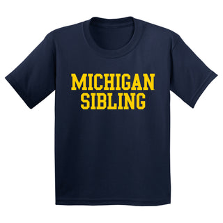 Michigan Basic Block Sibling Youth T-Shirt - Navy