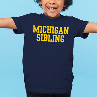 Michigan Basic Block Sibling Youth T-Shirt - Navy