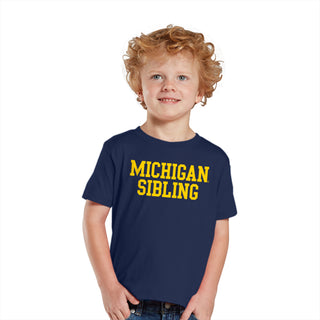 Michigan Basic Block Sibling Toddler T-Shirt - Navy