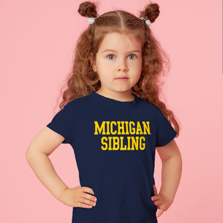 Michigan Basic Block Sibling Toddler T-Shirt - Navy