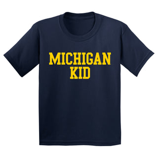 Michigan Basic Block Kid Youth T-Shirt - Navy