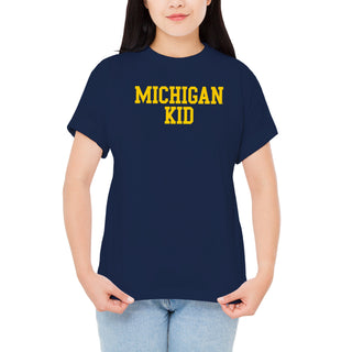 Michigan Basic Block Kid T-Shirt - Navy