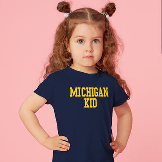 Michigan Basic Block Kid Toddler T-Shirt - Navy