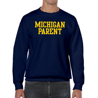 Michigan Basic Block Parent Crewneck Sweatshirt - Navy