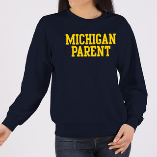 Michigan Basic Block Parent Crewneck Sweatshirt - Navy