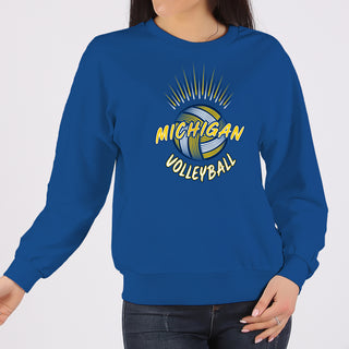 Michigan Volleyball Spike Crewneck Sweatshirt - Royal