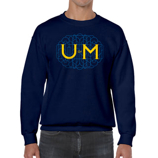 Michigan Ornate Initials Crewneck Sweatshirt - Navy