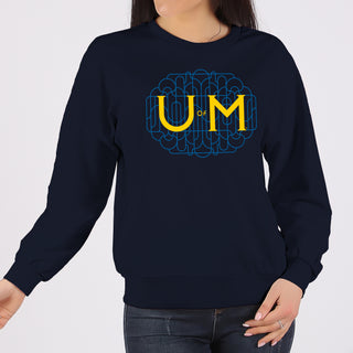 Michigan Ornate Initials Crewneck Sweatshirt - Navy