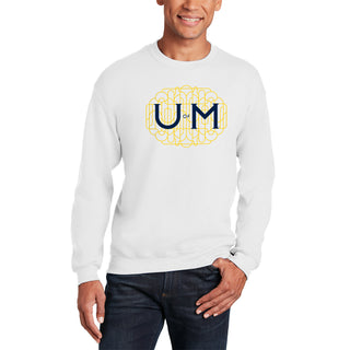 Michigan Ornate Initials Crewneck Sweatshirt - White