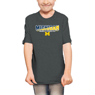 Michigan Women's Gymnastics Top Flight Youth T-Shirt - Dark Heather