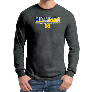 Michigan Men's Gymnastics Top Flight Long Sleeve T-Shirt - Dark Heather