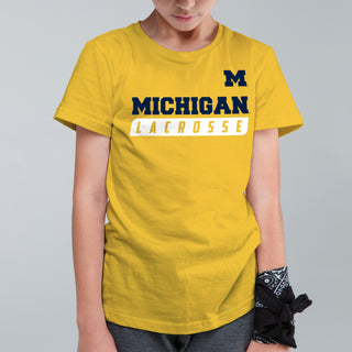 Michigan Lacrosse Slant Youth T-Shirt - Daisy