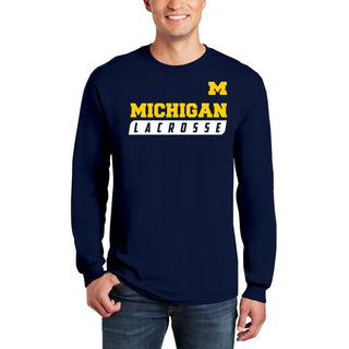 Michigan Lacrosse Slant Long Sleeve T-Shirt - Navy