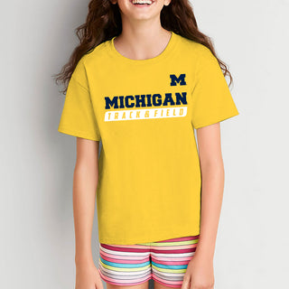 Michigan Track & Field Slant Youth T-Shirt - Daisy