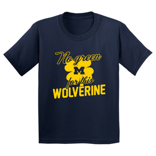 Michigan No Green For This Wolverine Script Youth T-Shirt - Navy