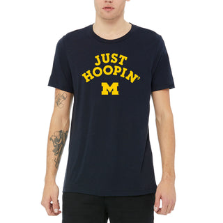 Michigan Wolverines Just Hoopin' Triblend T-Shirt - Navy Triblend