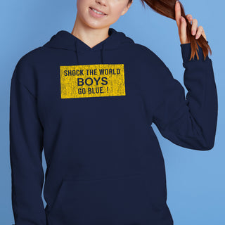 Michigan Wolverines Distressed Shock the World Hoodie - Navy