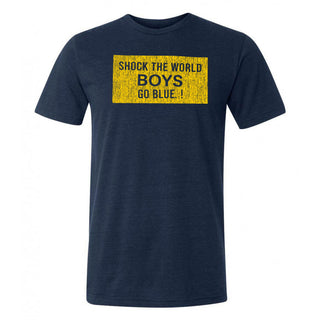Michigan Wolverines Distressed Shock the World Triblend T-Shirt - Navy Triblend