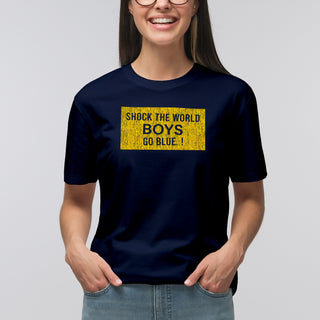 Michigan Wolverines Distressed Shock the World T-Shirt - Navy