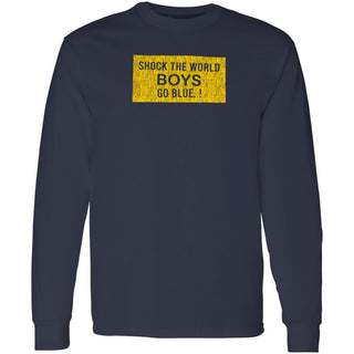 Michigan Wolverines Distressed Shock the World Long Sleeve T-Shirt - Navy