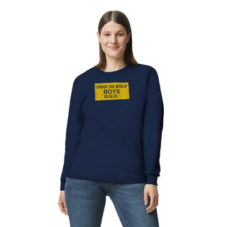 Michigan Wolverines Distressed Shock the World Long Sleeve T-Shirt - Navy