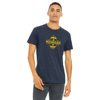 Michigan Vertical Football CVC T-Shirt - Heather Navy