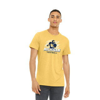 Michigan Football Action CVC T-Shirt - Heather Yellow Gold