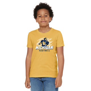 Michigan Football Action CVC Youth T-Shirt - Heather Yellow Gold