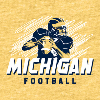 Michigan Football Action CVC T-Shirt - Heather Yellow Gold